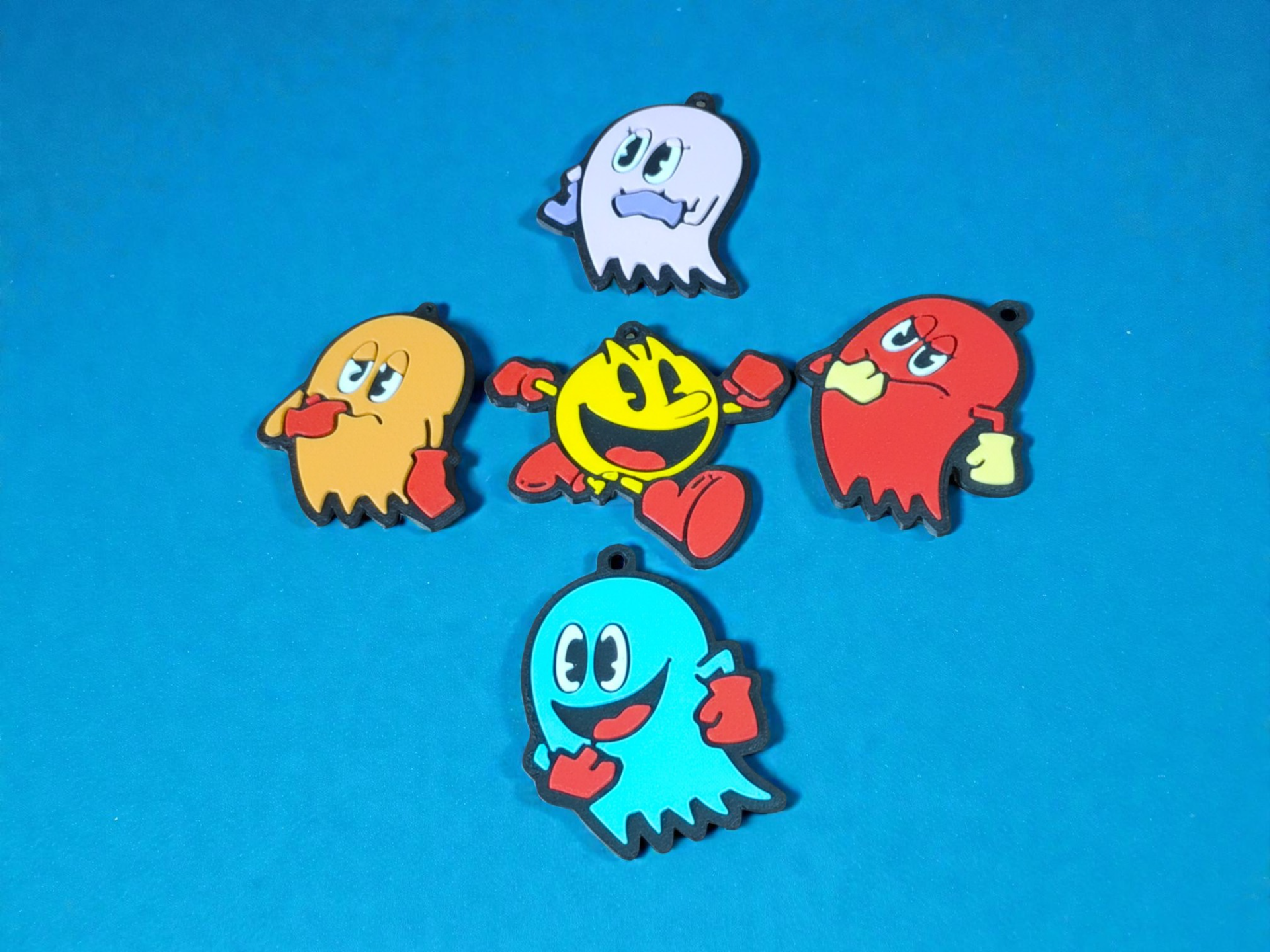 Pacman and Ghost Keyrings, Full Set