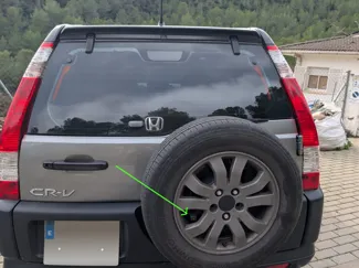 Rear view camera bracket for spare wheel 