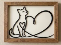 Déco murale chat cœur minimaliste — photo 1
