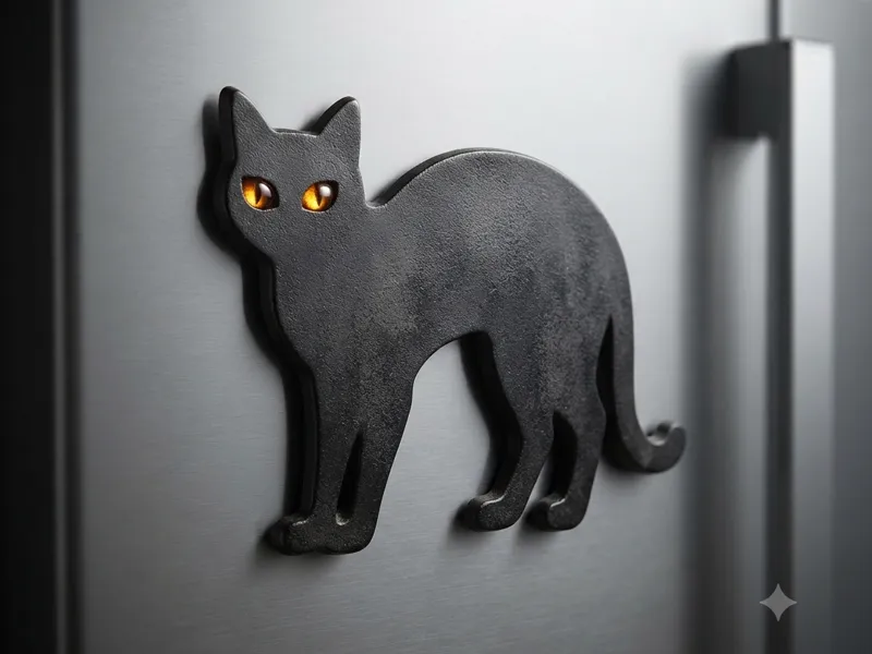 Gato Negro Halloween Imán Nevera