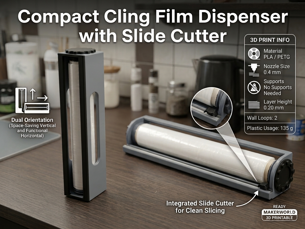 Compact Cling Film Dispenser with Slide Cutter - 1