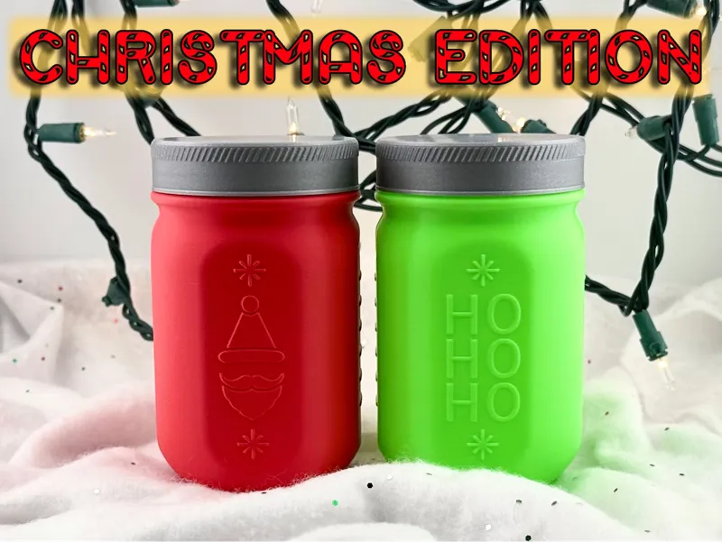 Christmas Mason Jar w/ Lid (Vase Mode)
