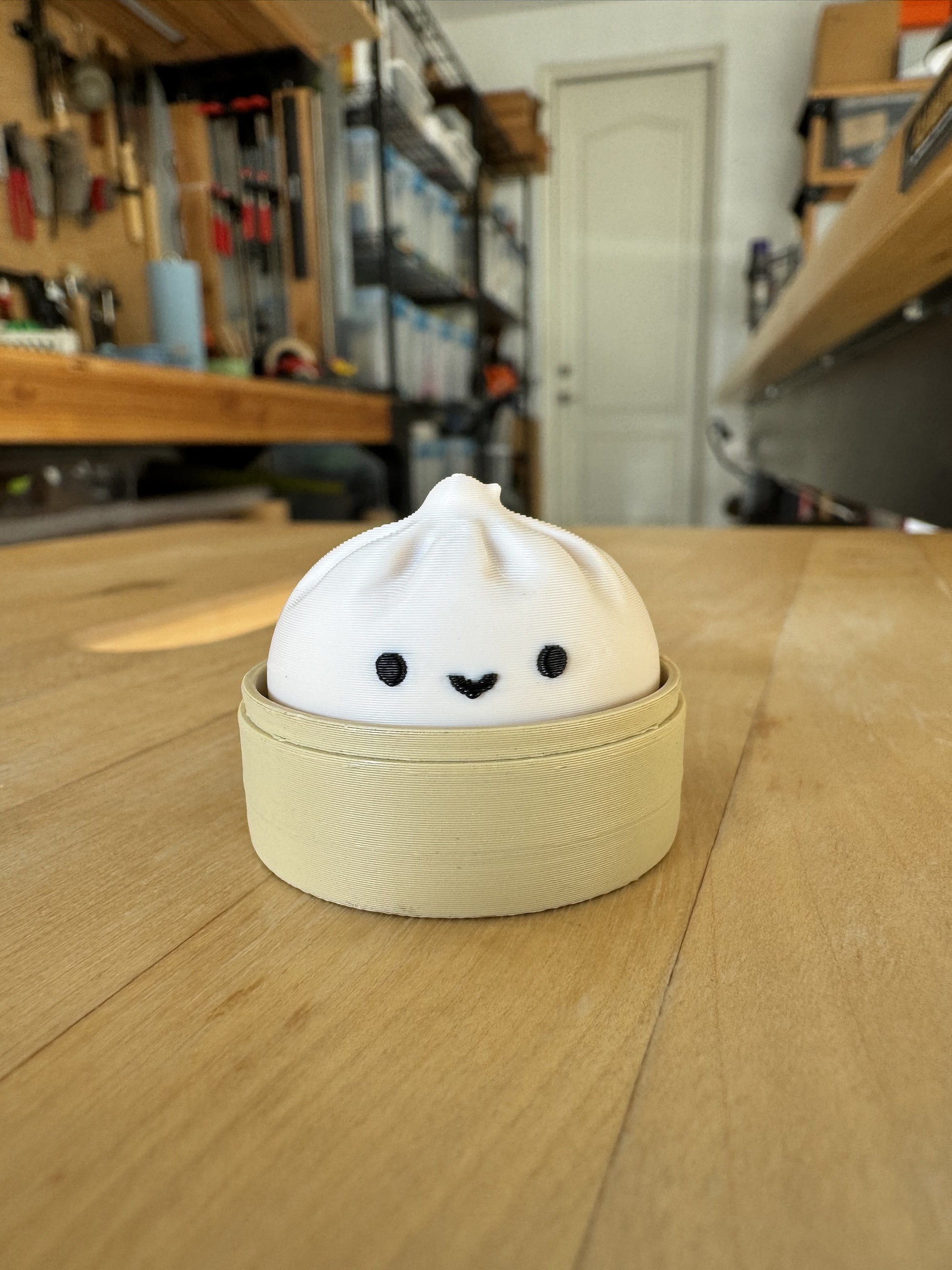 Dumpling Clicker Fidget Toy in a Bamboo Steamer - 1