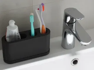 Holder for 2 toothbrushes and toothpaste