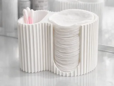 Pads & Q tips holder ribbed bath organizer