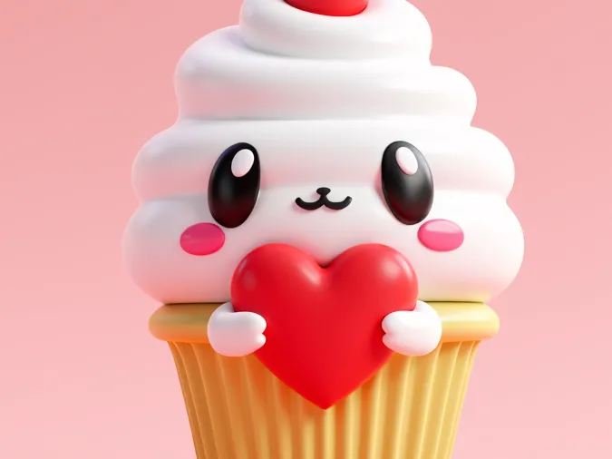 cupcake holding a heart
