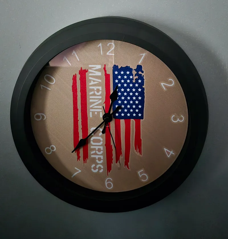 US Flag Marine Corps Clock