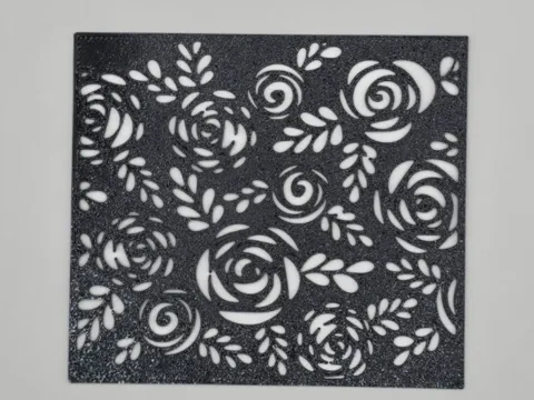 Letrero o emblema decorativo: Blooming Rose Floral Pattern Stencil — referencia de MakerWorld