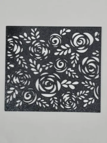 Letrero o emblema decorativo: Blooming Rose Floral Pattern Stencil — vista de referencia 2