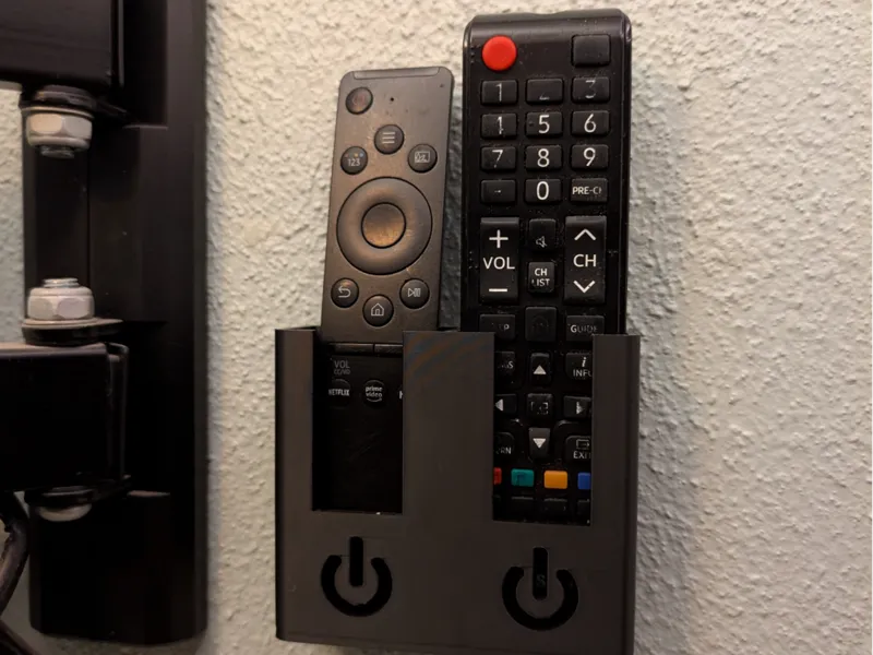 Samsung TV remote holder mounts to the wall.