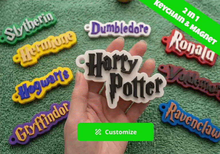 Harry Potter customizable name keychain/magnet