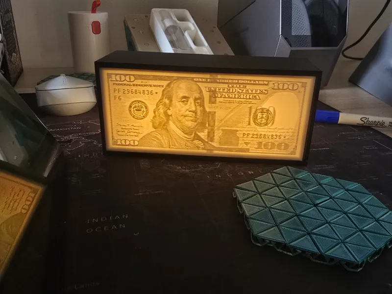 100$ Lithophane Lamp double side .