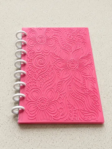 Letrero o emblema decorativo: Floral Textured Notebook | A5 Disc Bound Journal — vista de referencia 4