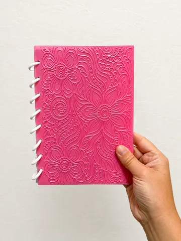 Letrero o emblema decorativo: Floral Textured Notebook | A5 Disc Bound Journal — vista de referencia 2