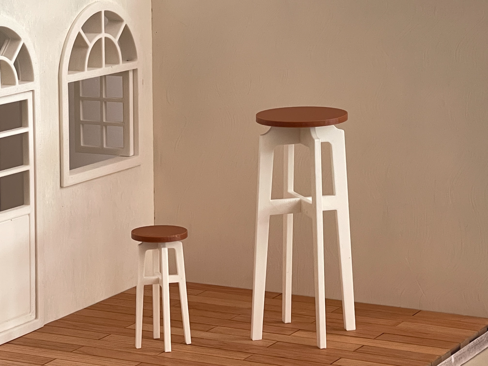 Miniature dollhouse bar stools