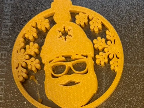 Santa Ornament – 3D Printed PETG Gold