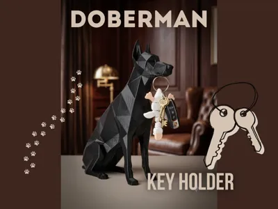 Low-Poly Doberman Key Holder
