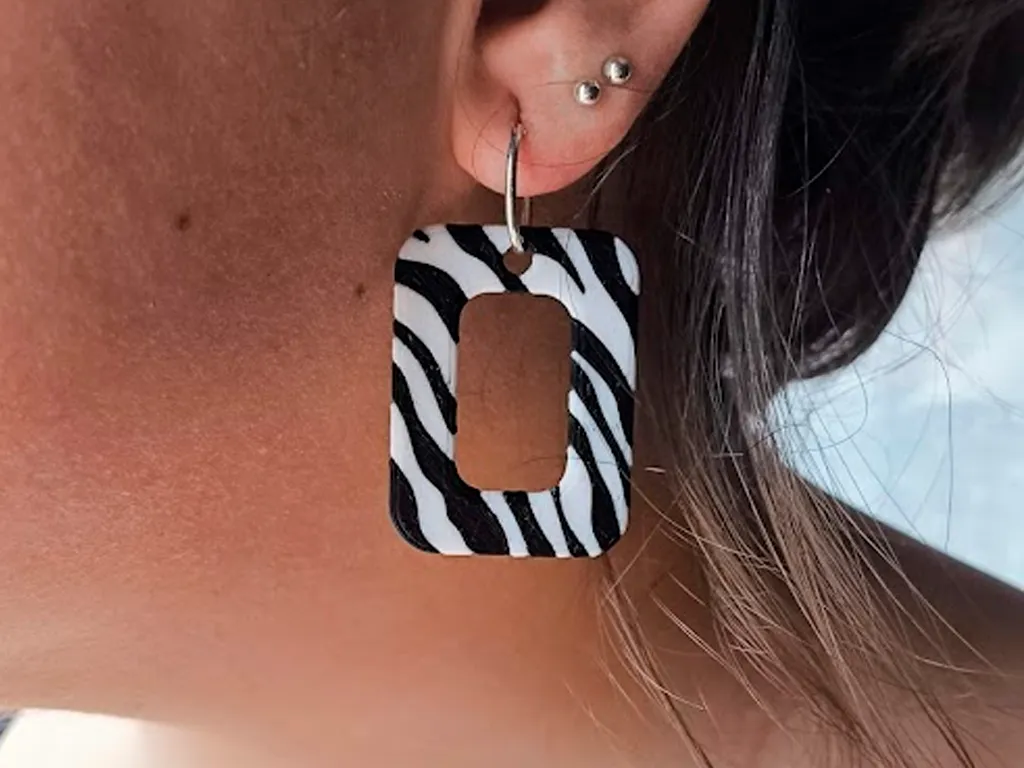 Zebra - Rectangle Earrings view 2