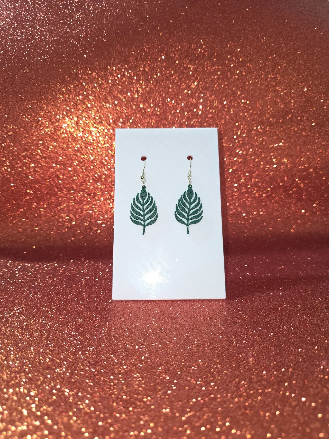 Esotic leaf earrings view 2