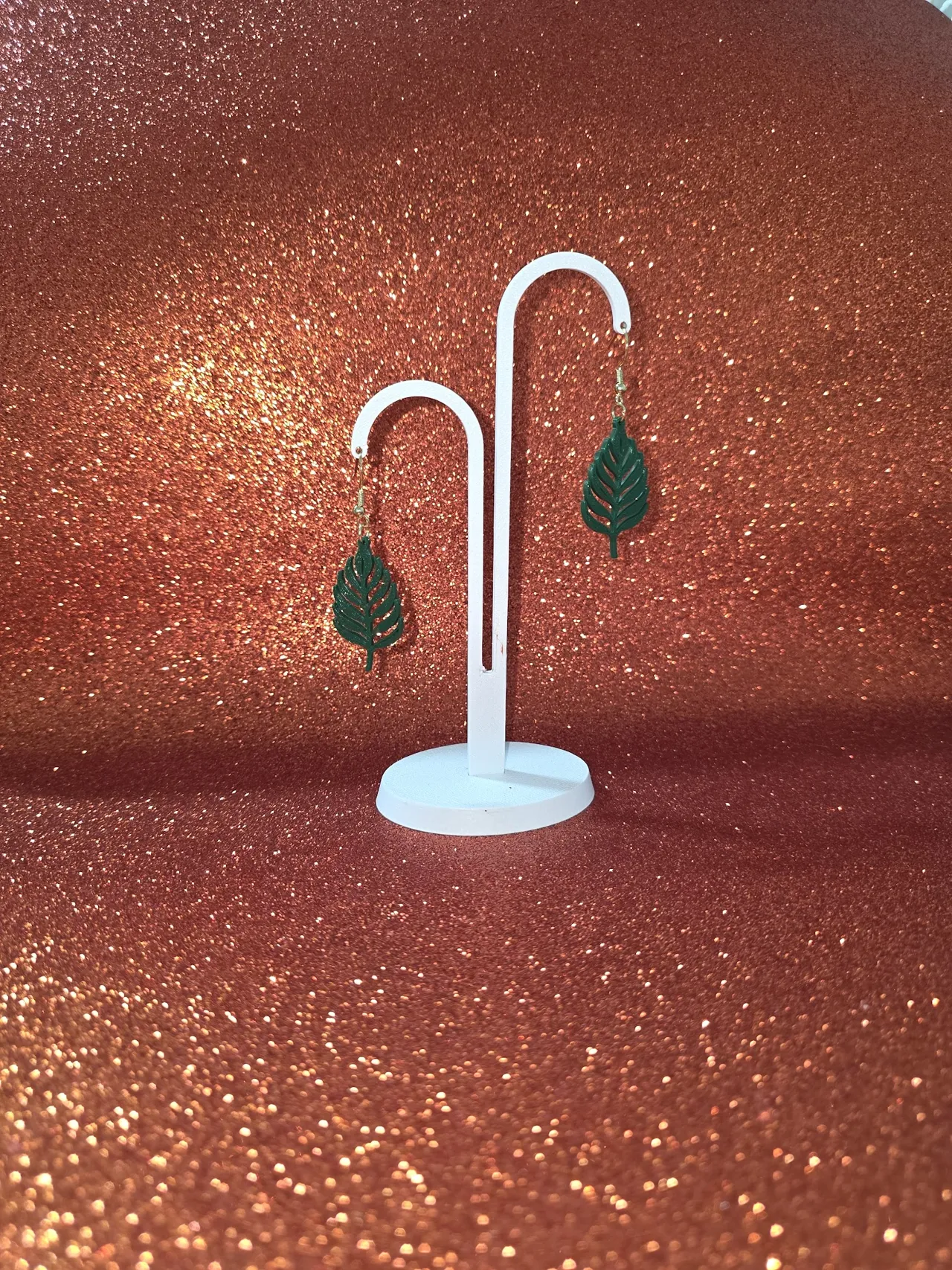 Esotic leaf earrings view 3
