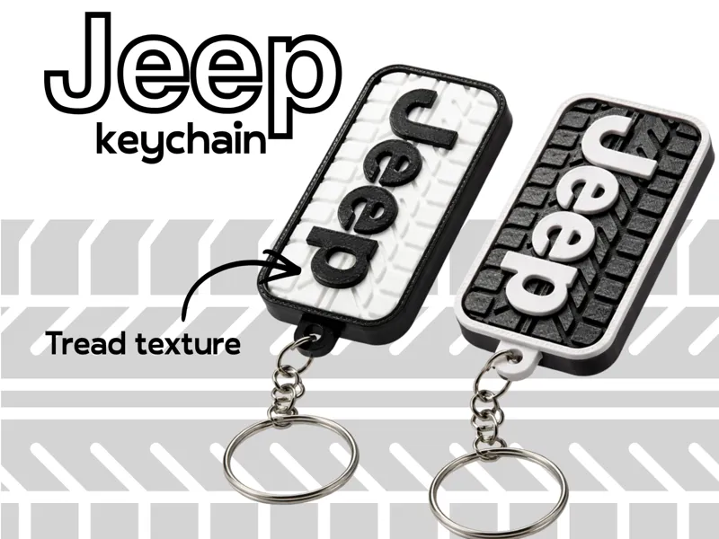 Jeep 3D Print Keychain Tag Off-Road Tire Texture 