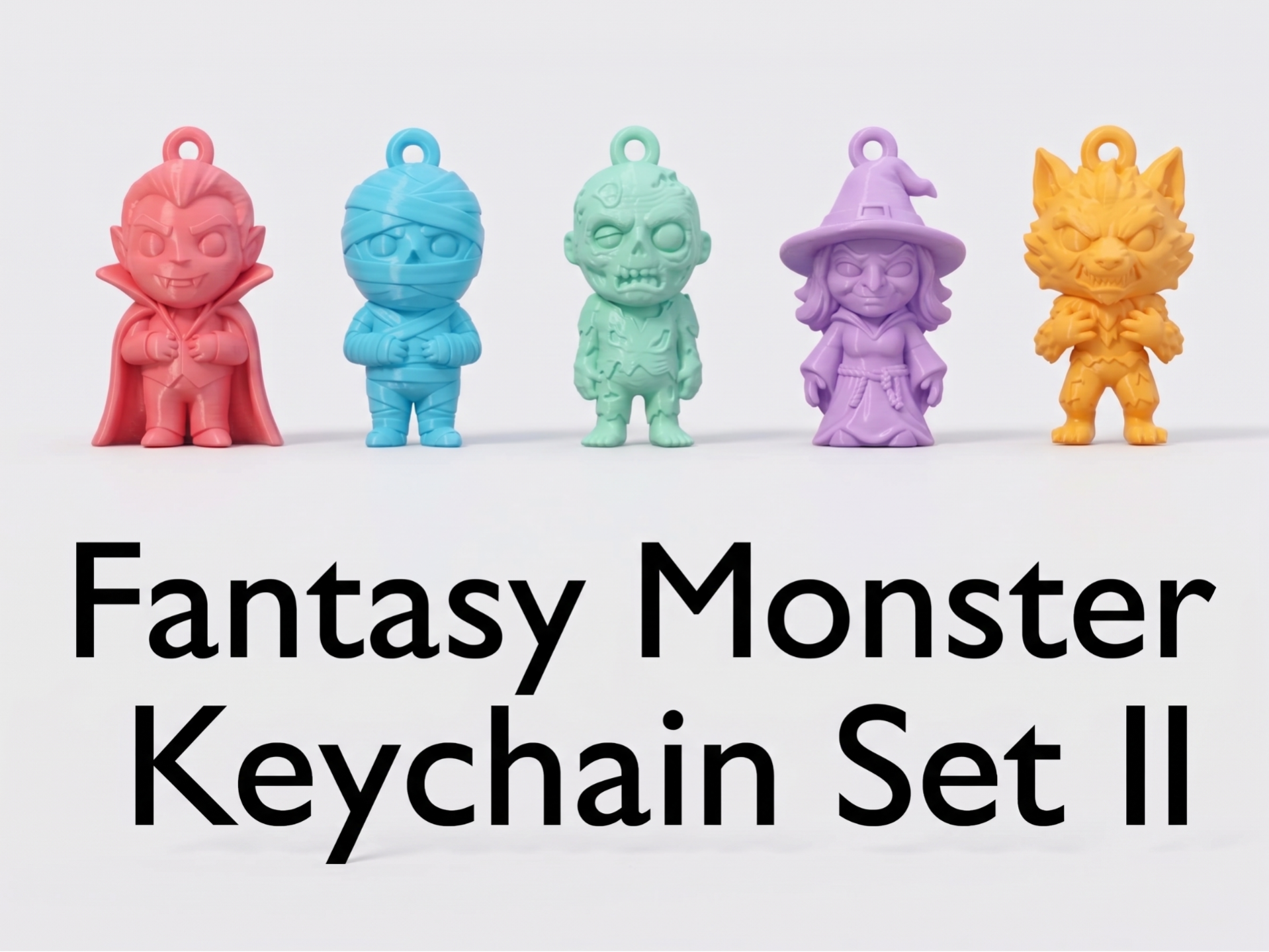 Fantasy Monsters Keychain Set II - Halloween 3D model