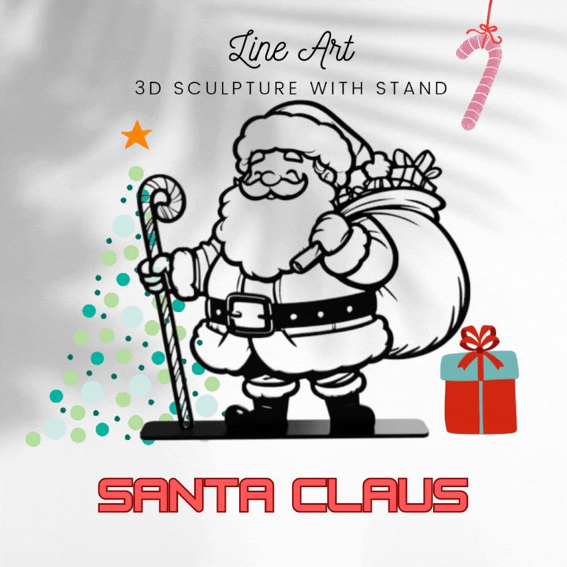 Santa Claus  line art ornament