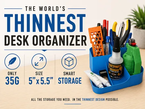 Organizador: World Thinnest Desk Organizer - Only 35g — referencia de MakerWorld