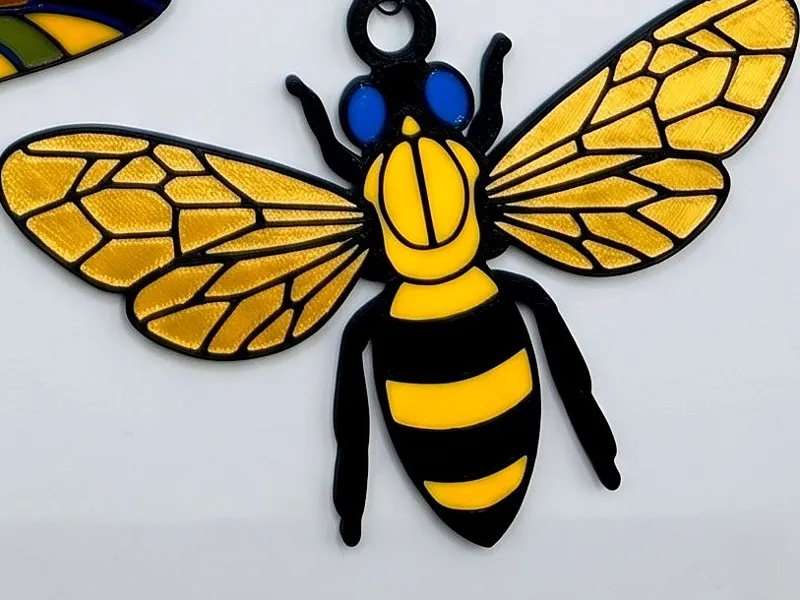 Honey Bee Suncatcher Wind Spinner — Stained-Glass