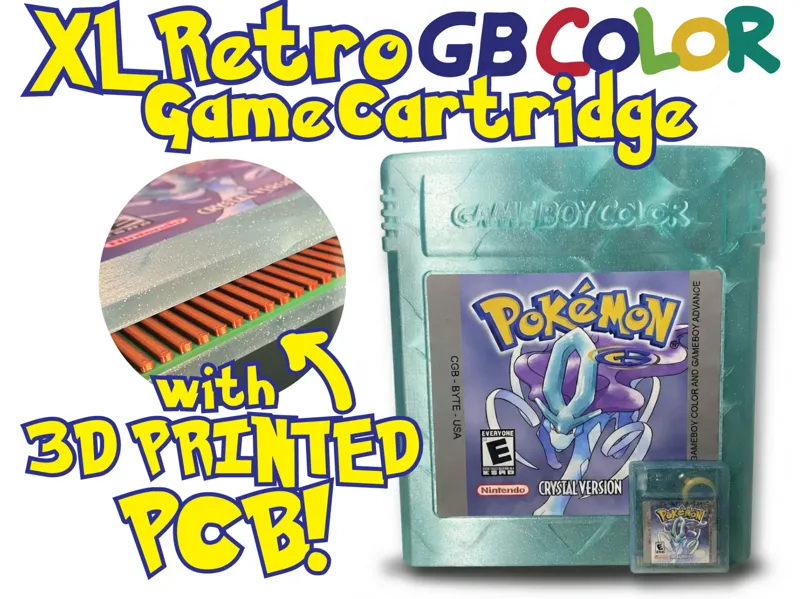 XL Retro GBC Game Cartridge with PCB! + Wall mount