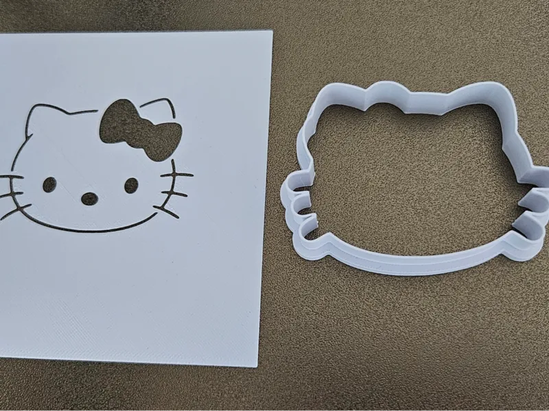 cutter cookie + stencil hello kitty