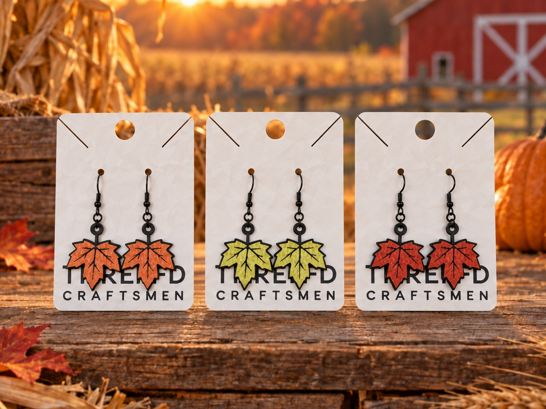 Knit earrings Fall Leaves - 3D printed Earrings, in stock in India