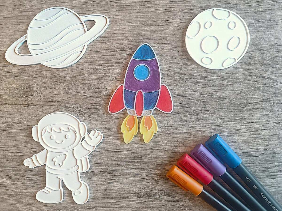 Spacemaker Coloring Box Space Coloring Set (4 Shapes) - Free 3D Print Model - MakerWorld