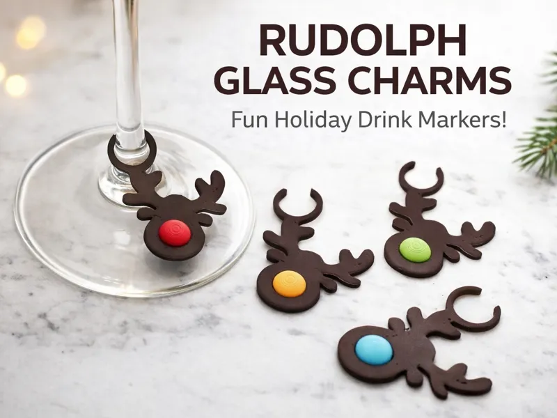 cute Christmas Rudolph glass marker tags