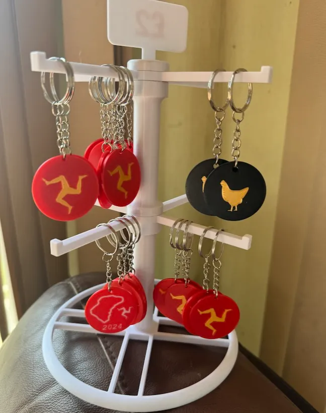 Double Keyring Stand with Price Tag by ManxSteve MakerWorld: Download Free 3D Models - 3D model önizlemesi