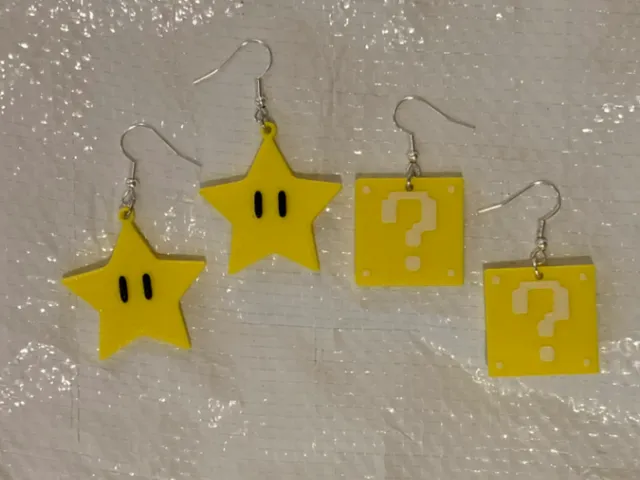 Mario Star & Mystery Block Earrings