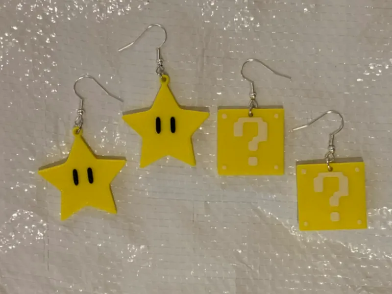 Mario Star & Mystery Block Earrings