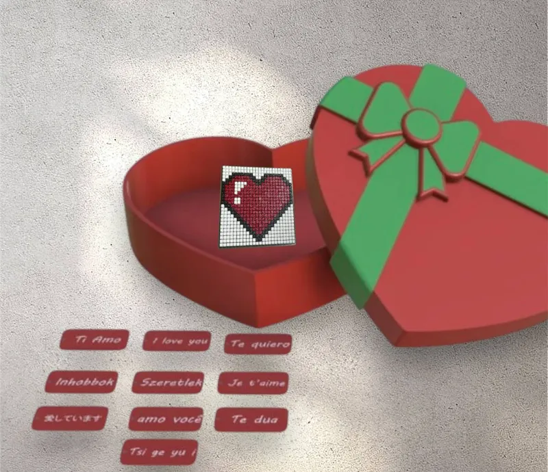 Scatola Happy Valentine con "ti amo" in 10 lingue.