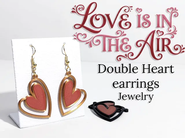 Double Heart style earrings jewelry Love
