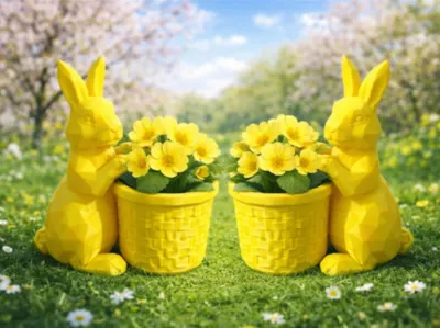 Low Poly Easter Bunny Flower Pot Holder
