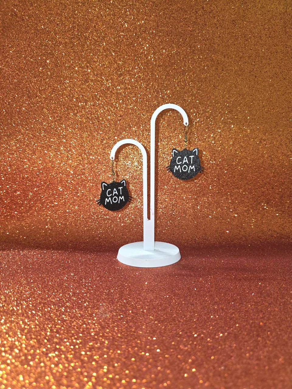 Cat mom earrings view 3