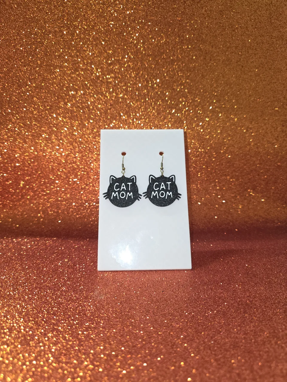 Cat mom earrings view 2
