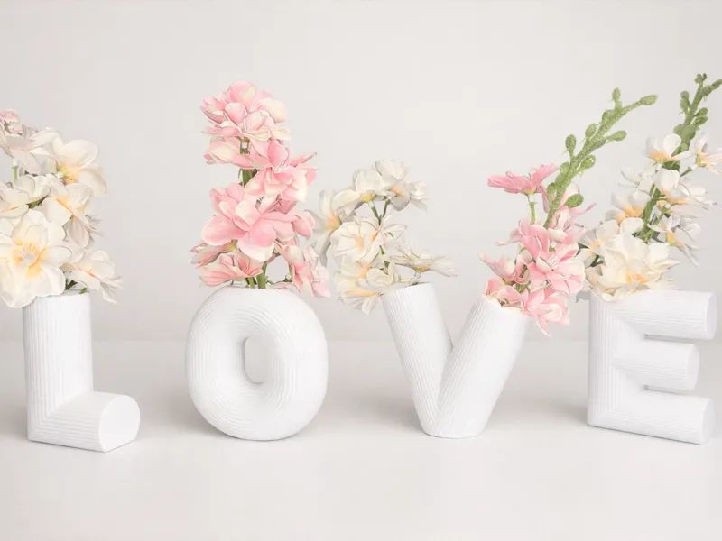 Ribbed LOVE Vase Collection