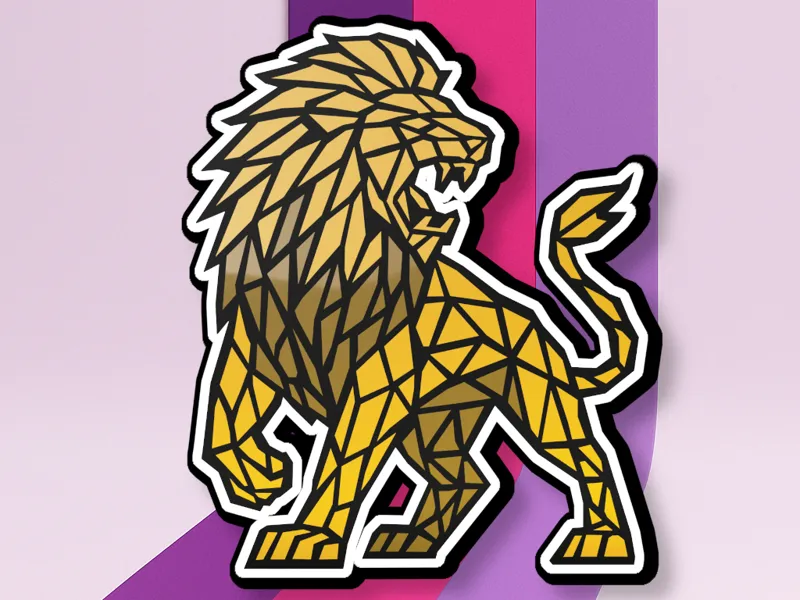 Art Mural Lion Low-Poly