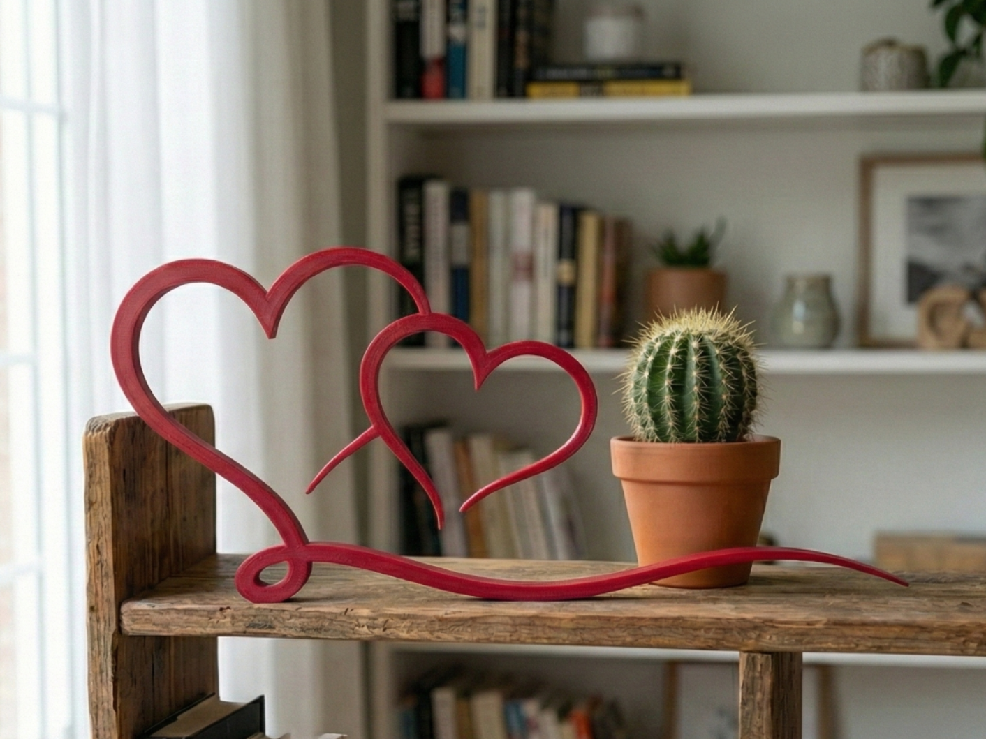 Minimalist Intertwined Hearts - Elegant Home Decor
