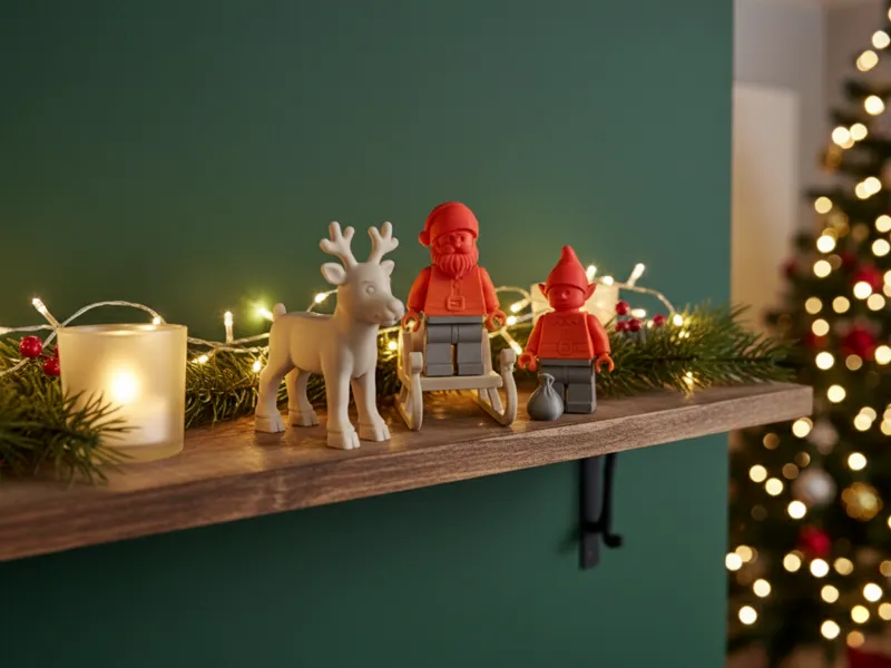 Christmas Brick Figures Set: Santa, Elf & Reindeer