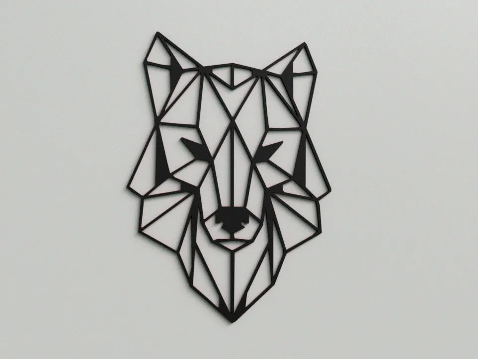 Décoration murale loup géométrique 2D