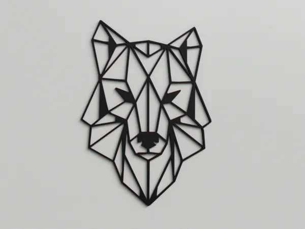Décoration murale loup géométrique 2D