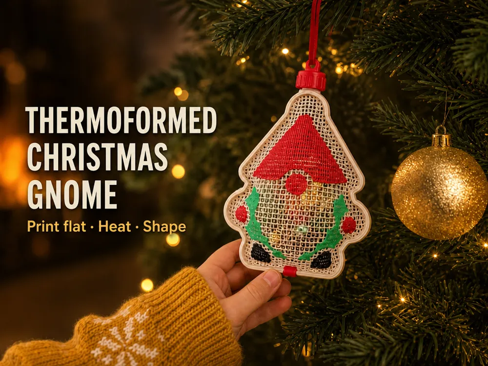 Round Model Designs Thermoformed Christmas Gnome - Free 3D Print Model - MakerWorld