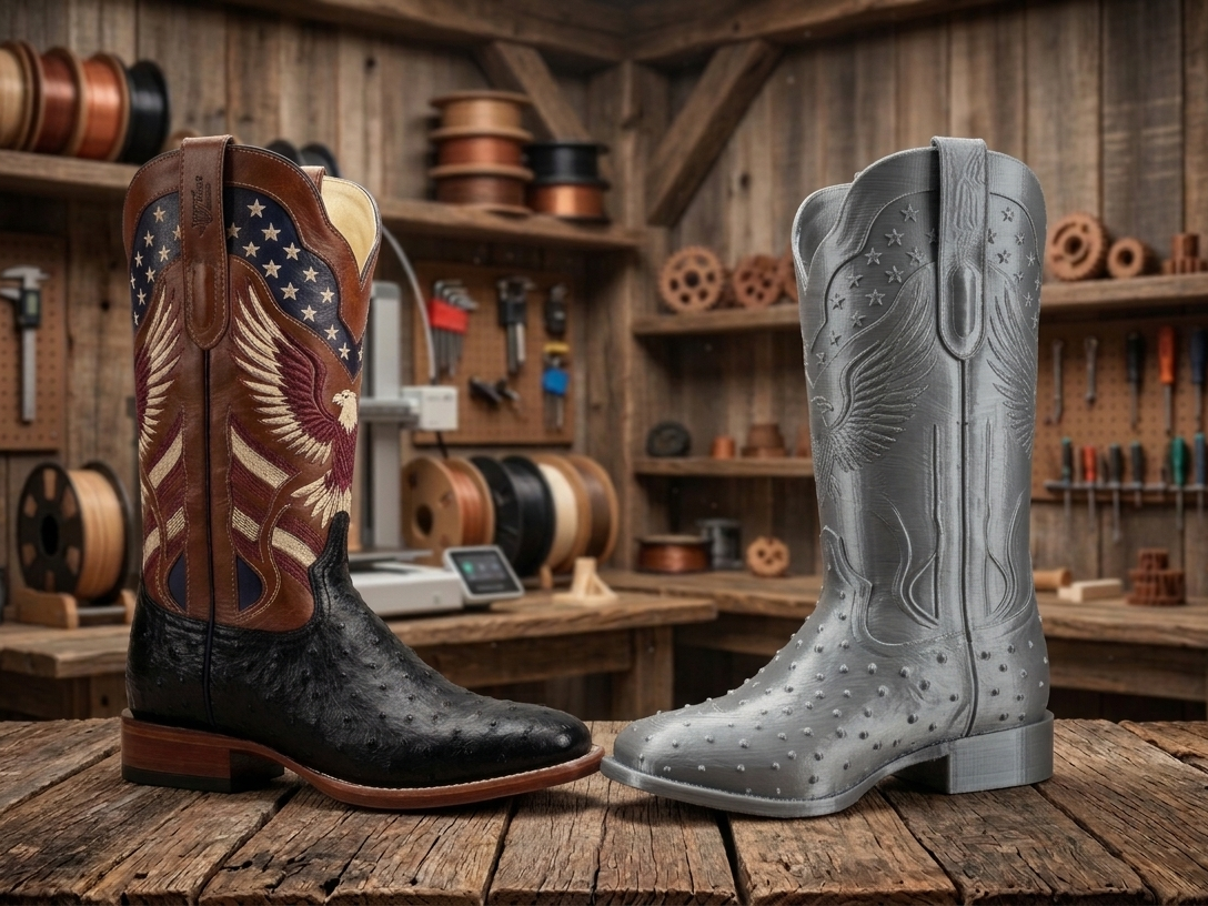 Bota Texana Cowboy Couro de Avestruz - Escala 1:2